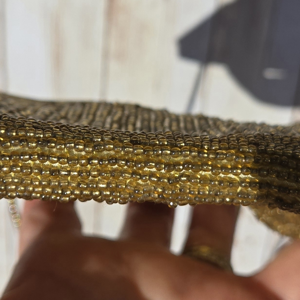 Vintage Gold Amber Beaded Evening Bag Clutch w/ Chain Strap Prom Wedding - Picture 8 of 12